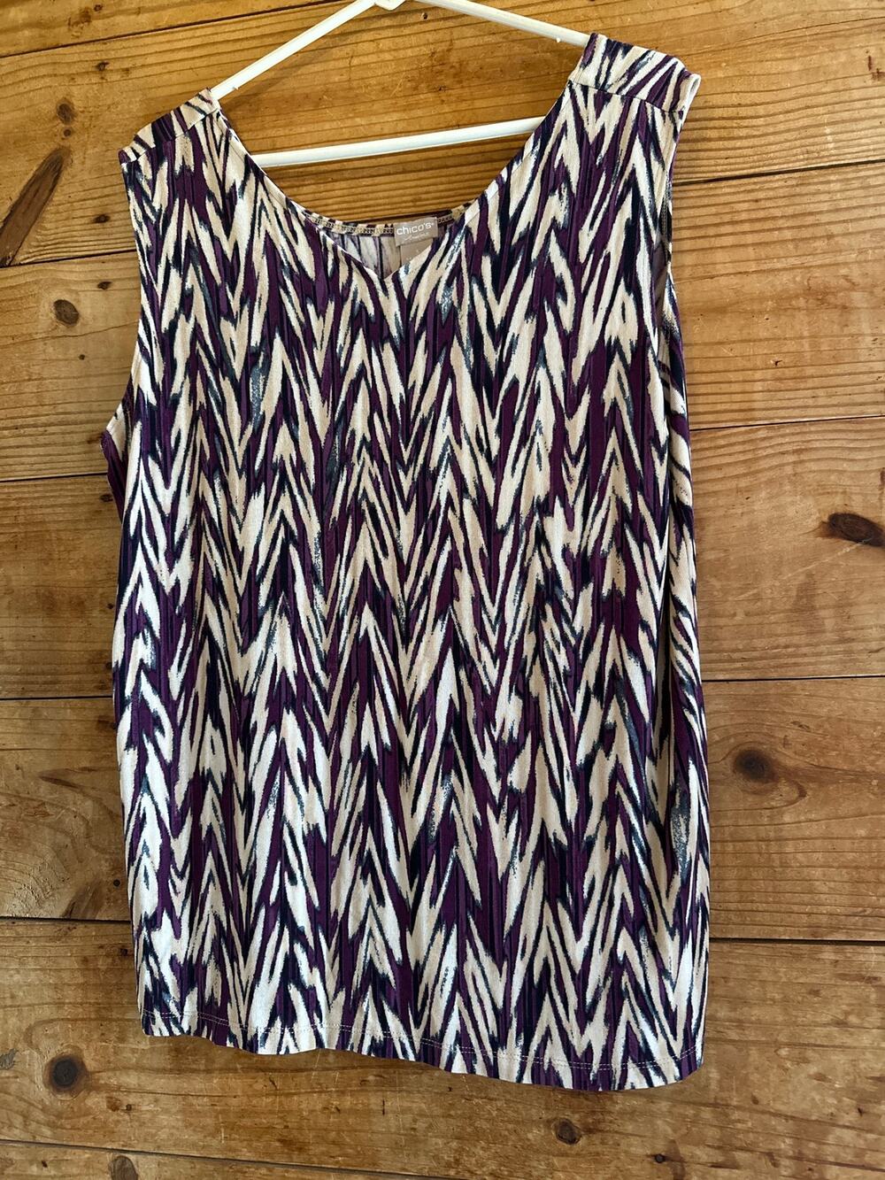 Chicos Travelers Geometric Abstract Animal Print Top